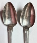 Pair Wm  Gale   Son  Ny Coin Silver Fiddle Thread Tablespoons  1850