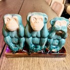 Vintage Ceramic Three Wise Monkeys Statue Hear No Evil See No Evil Speak No Evil