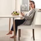 Dining Chairs Set Of 6 Pu Leather Wooden Legs Padded Seat Beige Modern