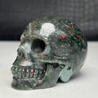 Natural Crystal Mineral Specimen african Blood Stone hand-carved Skull statue dk