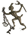 Rare Antique Brass Satyr Devil Damper Fireplace Flue Pull Great Patina 1920s