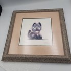 Vintage Signed Cat Print Numbered Matted  framed Small
