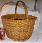 Large Vtg Antique Woven Rib Splint Oak Market gathering  Basket   pa Farm Fresh 