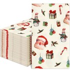 Vintage Christmas Napkins Paper 3ply  Red Santa Claus Guest Napkins 