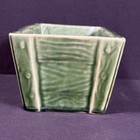 Brush Pottery J3 Ceramic Planter Wood Grain Texture Green Vintage 40s  Mcm Usa