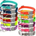 New Neck Adjustable Solid Color Dog Collar Pet Cat Puppy Nylon Collar With Bell