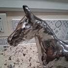 Vintage Cast Iron Hubley Rare Chrome Horse Beautiful  9 5  Tall 11 5  Long