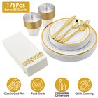 175pcs Disposable Dinnerware Kit Gold Plastic Plates For Wedding Birthday Party