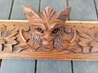 35  Antique French Wood Carved Oak Gothic Pediment Architectural Demon Head