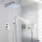 Brushed Nickel Shower System 8  Led Rainfall Shower Head W  Handheld Combo Set
