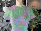 Vintage Evanston Ruth Mcculloch Hubbard Woods Sheath Dress Neon Tiger Stripe