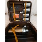 Vintage Travel Bar Set Leather Case W Latchlock And Many Items Mid Century 