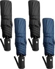 4 Pack Windproof Travel Umbrella Compact Automatic Folding Navy Blue  Black