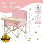 Portable Baby Booster Seat 3-in-1 Pink High Chair With Tray Travel Carry Bag