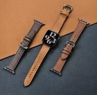 Genuine Calf Leather Band For Apple Watch 45mm 44mm 41mm Series 9 8 7 Se - Brown