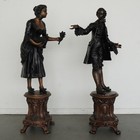 Vintage Bronze Figural Statues  set Of 2  - Original Price  7 999