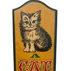 Vintage 60s Yorkraft Wooden Cat Plaque Large 18 In Humorous Cat Lover Wall Decor