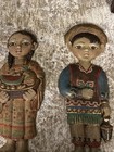 Vintage Collectible Mexican Folk Art Mexican Girl And Boy Carved Out Of Wood Pr