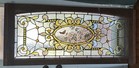 C  1900 Textured Beveled Leaded Glass Window In Wood Frame 55   x24 5     Butterfly