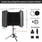 Microphone Isolation Shield  5 Panel Sound Shield With Pop Filter And Tripod    