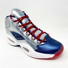 Reebok Question Mid Silver Blue Red Harden Iverson Mens Basketball Shoes Fz1366