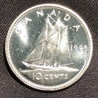 1965 Canada 10 Cent Proof Like Silver Coin - Ms  mint State Proof Like 