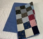Vintage Antique Patchwork Large Table Topper  Four Patch  Squares  Early Calicos