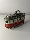 Vintage Metal Lisbon Portugal Tram Trolley Model Red White Souvenir Decor As Is