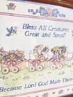 Vintage Nursery Framed Decor- Bless All Creatures- Duck Flowers Cottagecore