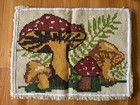 Vintage 1970   s Latch Hook Mushroom Rug Or Wall Hanging 26    X 20   