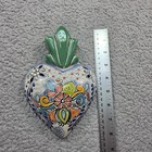 Talavera Heart Wall Decor Mexican Pottery Art  Hand Painted 8 X 5 X 2in