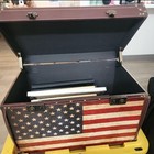 Large Wooden Decorative Storage Trunk - Wood Leather Treasure Chest