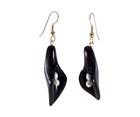 Handcut Onyx   Pearls Lily Earrings Rare Ancient Greek Fingernails Goddess Venus