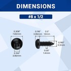 100 Pcs  8 X 1 2 Inch Black 304 Ss Torx Pan Head Sheet Metal Screws Bit