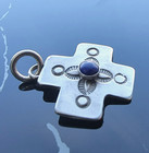 Navajo Vintage 925 Sterling Silver Natural Lapis Lazuli Cross Pendant