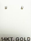 14k Pure Solid White Gold 2mm Cubic Zirconia Basket Set Screw Back Earrings 