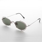 Oval 90s Metal Vintage Sunglass Rx Quality Silver   Green Lens  -klaus