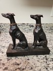 Bronze Whippet Greyhound Dog Bookends Pair Heavy Art Deco Style