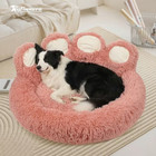 Bear Paw Dog Bed Cat Bed     Soft Plush Calming Donut Pet Bed