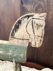 Vintage Antique Child   s Ride On Wooden Horse Toy With Wheels Rustic Primitive