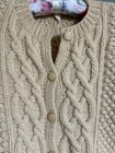 Vintage Women   s Wool  Fisherman Sweater Cardigan Size Small Handmade Chunky 1970