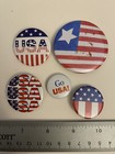 Usa American Flag  5  Pin Back Buttons P44