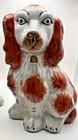Set Of Two Vintage Staffordshire Style Orange rust Porcelain Spanials 12 