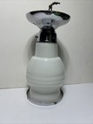 Antique Vintage Art Deco Chrome Ceiling Light Fixture Machine Age Milkglass