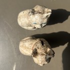 Vtg Pair Cast Iron Bank Hubley Cat Still Coin Penny Red Bow Blue Eyes Original