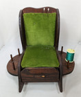 Vintage Mid Century Rocking Chair Sewing Thread Needle Pin Cushion Spool Holder