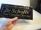 Antique Rev  Painted Glass Sign  dr  Scholl s Foot Comfort Service  Early 1900s