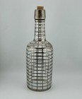 Antique Art Deco Sterling Silver Overlay Grid Glass Decanter Bottle Cork