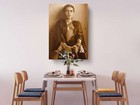 Frida Kahlo Holding Gun Cool Pose Sepia  Canvas Art  Painting Reproduction