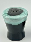 Vintage Mid Century Turquoise Drip Glaze Pottery Salt   Pepper Shakers Pair 3   